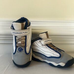 Nike Jordan Kids' White and Gray Sneakers with Blue Accents